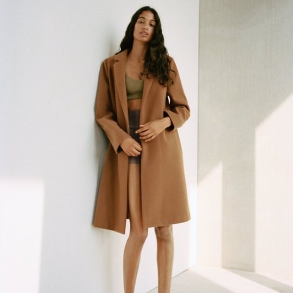 Zara Jackets & Blazers - Zara camel lapel collar open front coat size Medium